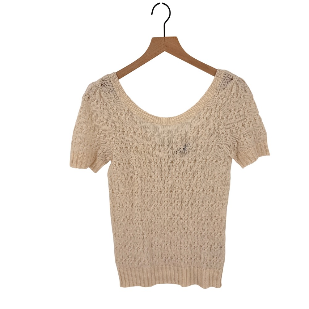 Y2K Vintage American Eagle Outfitters Sweater Top Cream Small Wool Mohair